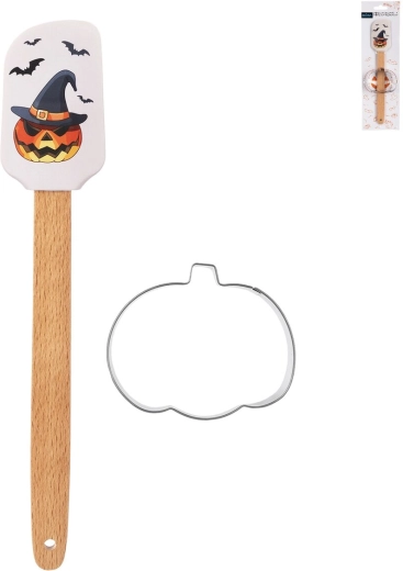 Halloween silicone spatula with pumpkin cookie cutter