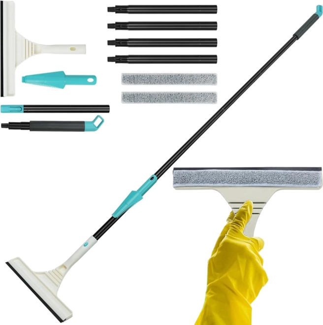 Brosse de nettoyage de fenêtres en microfibre avec longueur réglable