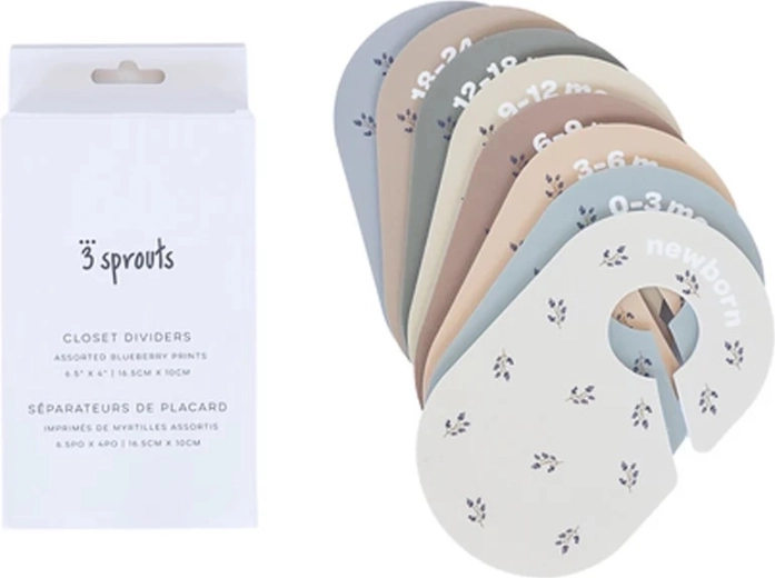 3 Sprouts age-based hanger dividers Blueberry (8 pcs)