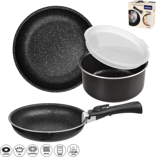 Orion grande combi – grand set combiné de batterie de cuisine avec poignée amovible et couvercle, 5 pièces