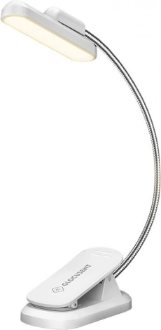 Draadloos draaibaar leeslampje Glocusent met USB‑C en 1000 mAh batterij – Wit
