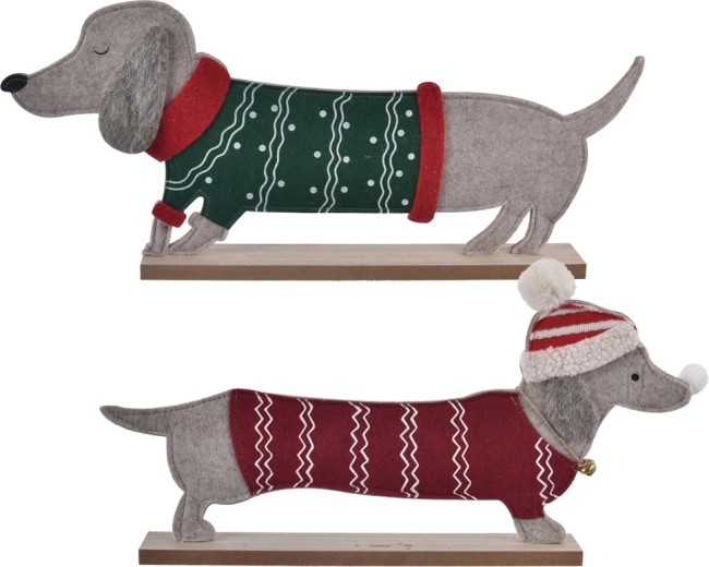 Décoration de Noël – teckel en bois et feutrine (2 variantes)