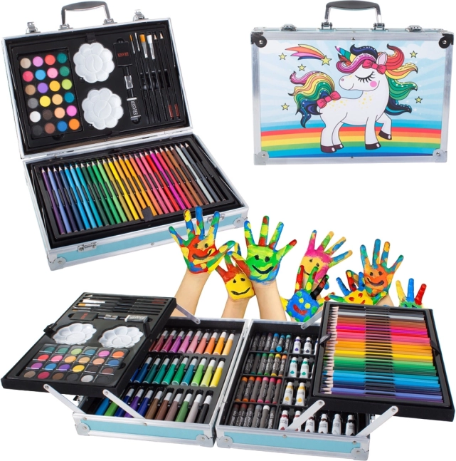 Ensemble d'art en mallette 145 pcs bleu