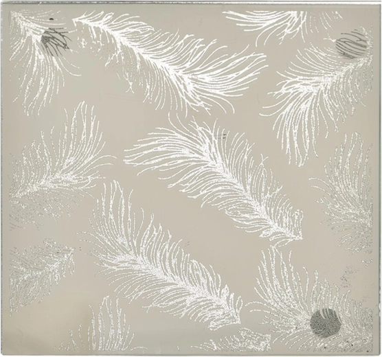 Glass decorative leaf tray, white with silver details, 15 × 15 cm