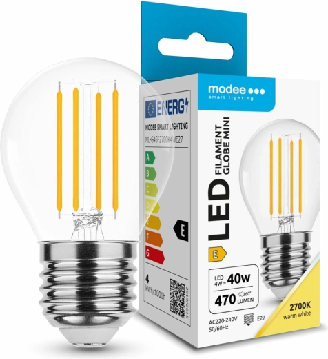 LED Bulb Modee Filament Globe Mini G45 4 W E27, 430 lm, Warm White
