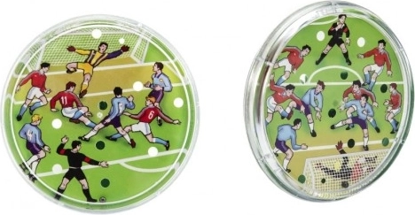 Pocketformaat voetbalpuzzel – dubbelzijdig knikkerspel (Ø 9 cm)