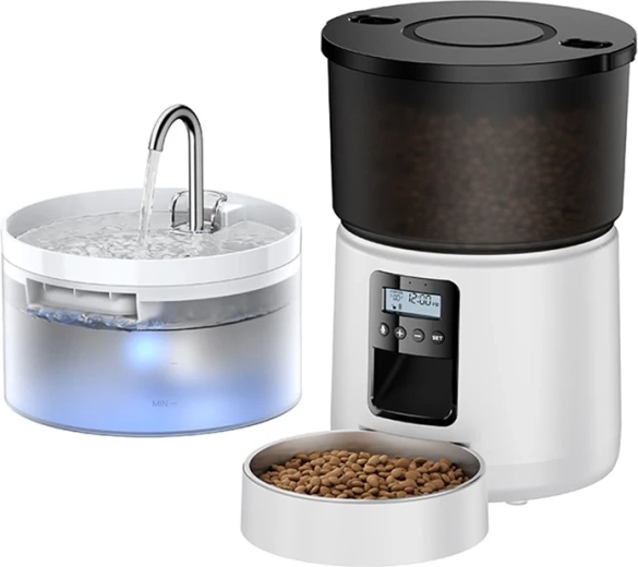 ROJECO Button automatische voerautomaat 3 l met drinkfontein 2 l