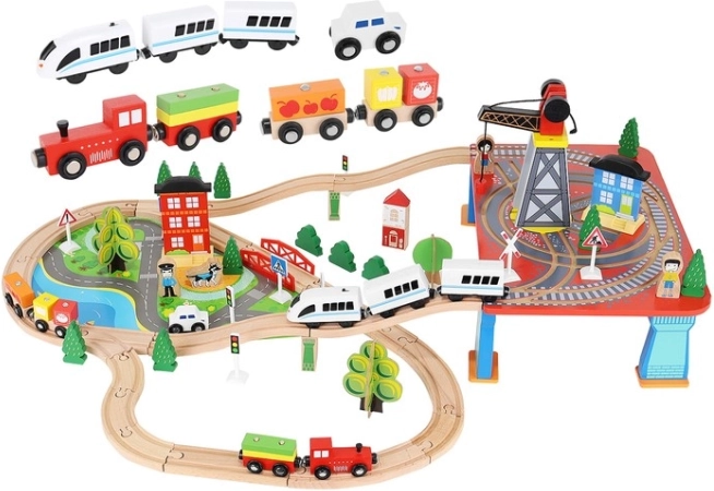 Wooden Train Set with Battery Trains