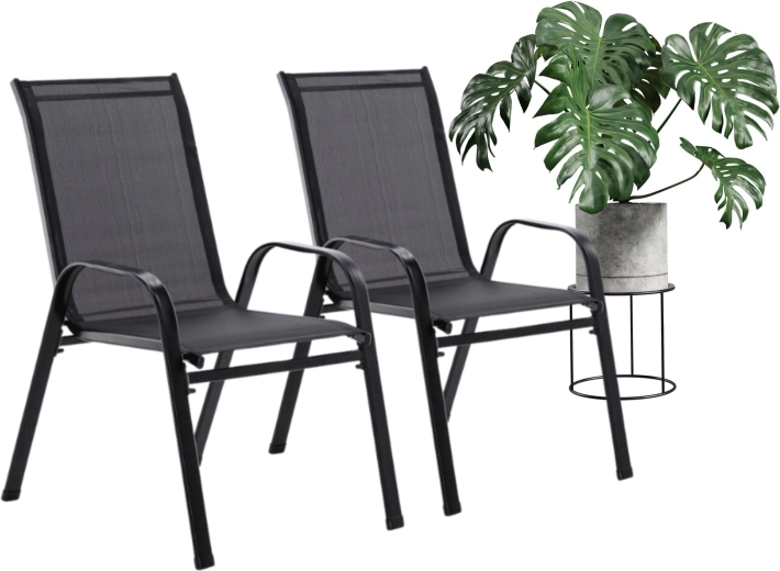 Set van 2 moderne metalen tuinstoelen zwart