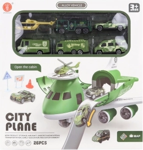 Airplane with Folding Garage and Military Cars