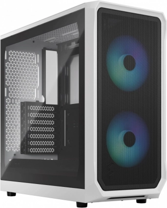 Computergehäuse Fractal Design Focus 2 RGB weiß mit klarem getöntem Glas