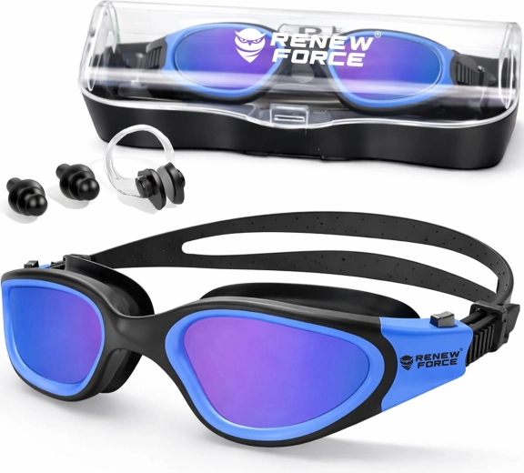 Zwembril met polarisatie, UV400 en anti-fog (blauw) - 1 stuk