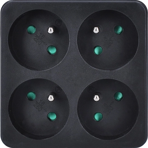 Solight viervoudige stekkerdoos 4 × 10 A zwart