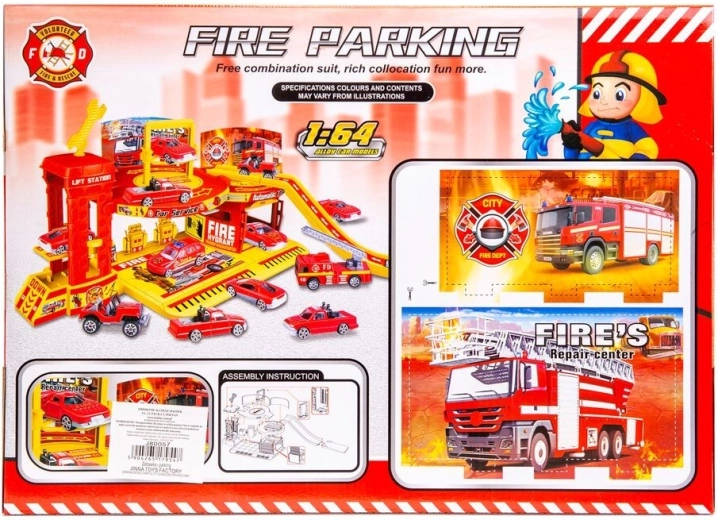 Mehrstöckige Garage mit Feuerwehrmotiv