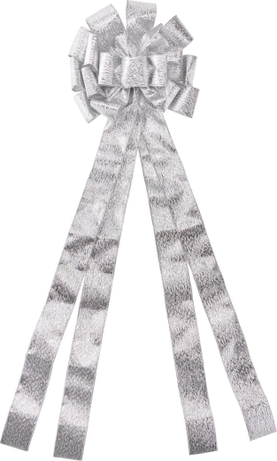 Christmas tree topper bow, silver 130 × 33 cm - 1 piece