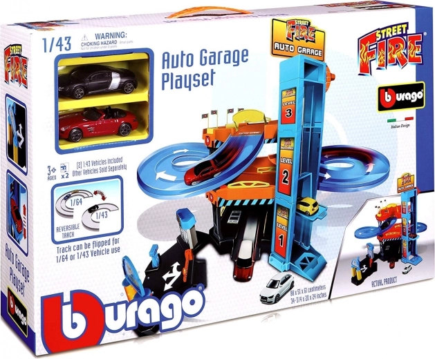 Bburago Downhill Car Garage with Ramp and Elevator 1:43