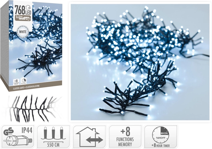 Guirlande LED de Noël de 5,5 m avec lumière blanche froide et minuterie