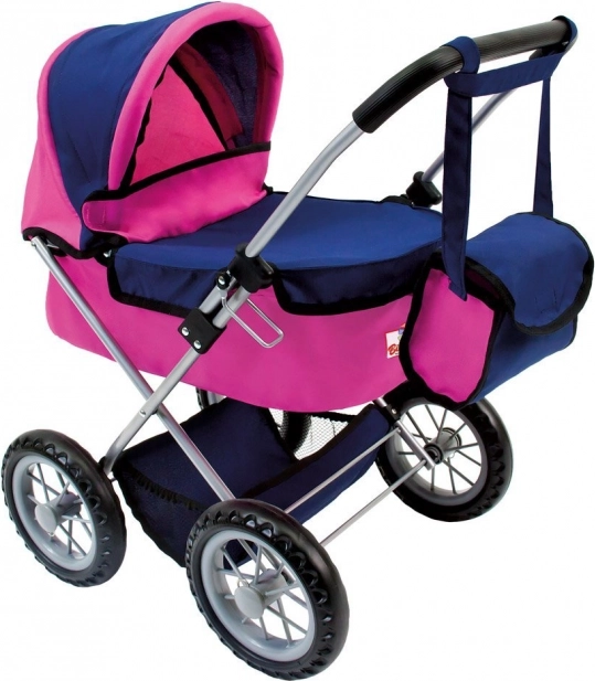 Bino poppenwagen met tas – roze-blauw