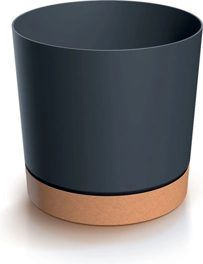 Cache-pot TUBO avec soucoupe 19,9 cm anthracite ECO Wood