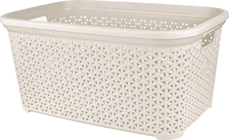 Panier à linge Hobby aspect rotin ouvert 50 l crème
