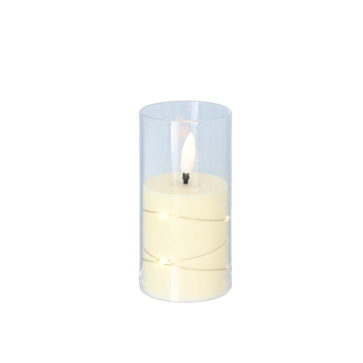 LED candle with a milky effect in a transparent cylinder 5.3 × 10.5 cm