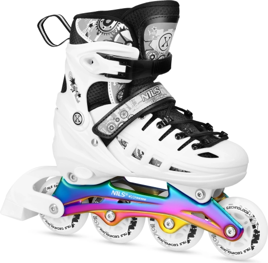 Universalskates 4-in-1 NILS Extreme regenbogenfarben/weiß – M (35–38)