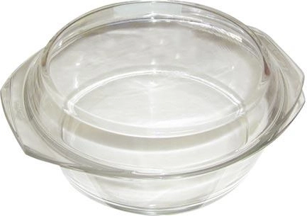 Ronde ovenschaal van hittebestendig glas met deksel 1 l, diameter 16 cm