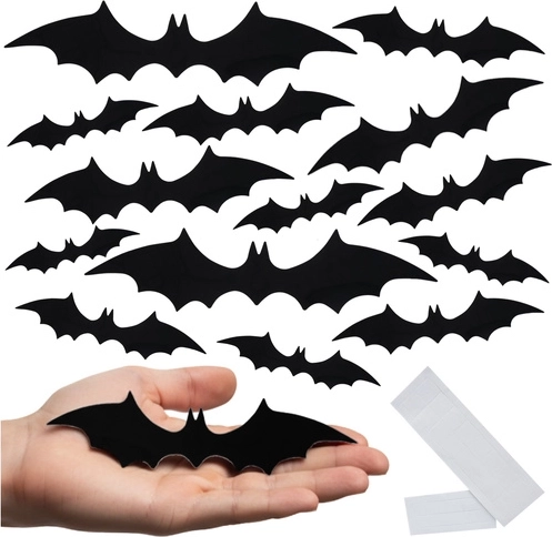 Ruhhy 3D-Fledermausaufkleber für Halloween 56 Stk.