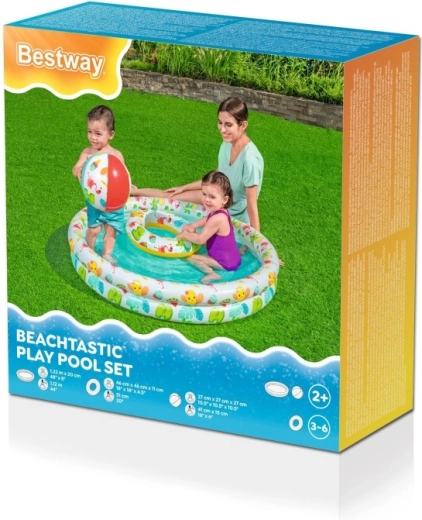 Bestway kinderopblaasbaar zwembadje 3-in-1 met bal en zwemband 122 cm