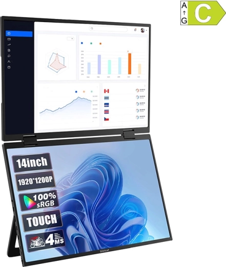 Portable Dual Touch Monitor ZEUSLAP Z14W 2×14" WUXGA IPS