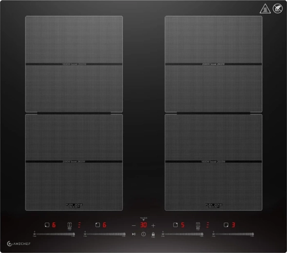 AMZCHEF 60 cm Induction Hob with 4 Zones and FlexZone