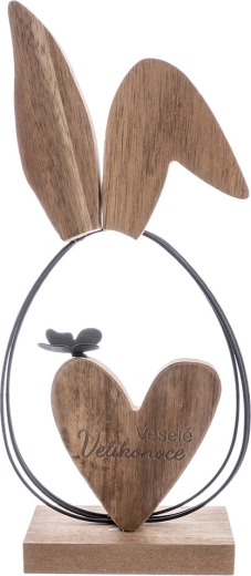 Décoration de Pâques lapin en bois et métal avec l’inscription « Joyeuses Pâques » 25 cm
