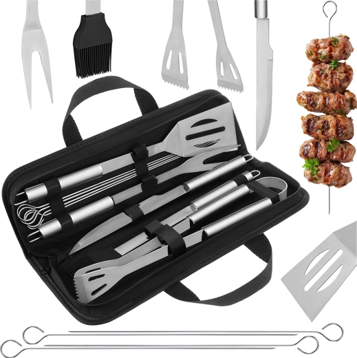 Kaminer BBQ tool set, 9 pcs, stainless steel, in a case