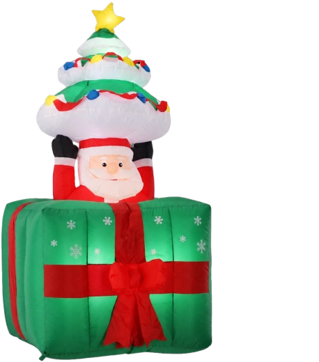 Iconic Santa and tree-in-a-gift motif