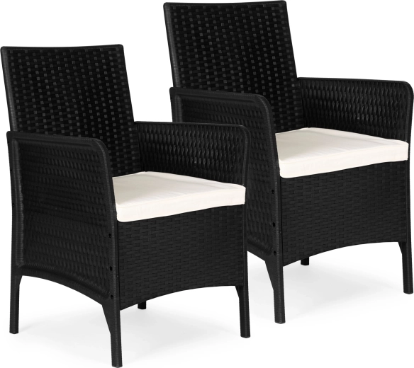 Set van 2 tuinstoelen met kussens, zwart – MultiGarden