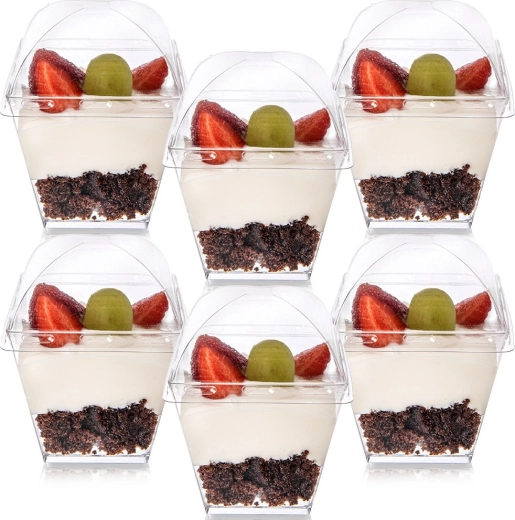 Plastic cups for desserts and snacks with lids 180 ml, 6 pcs