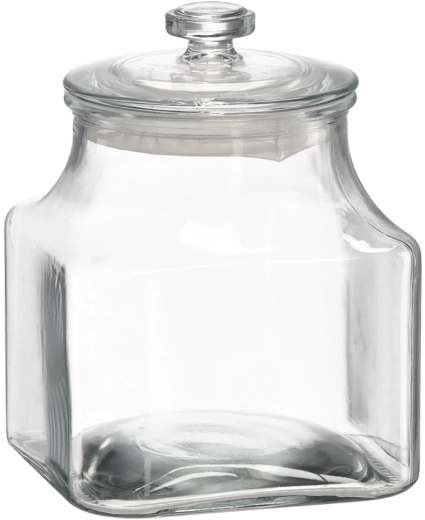Square glass storage jar 2.4 l with a glass lid