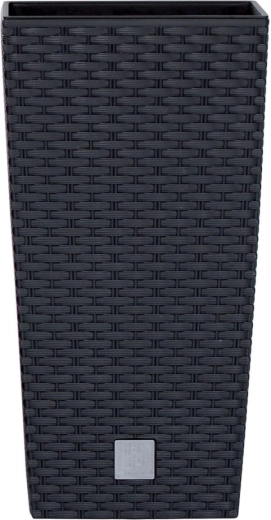 Pflanzkübel aus Kunststoff mit Rattanoptik Rato Square 29 cm mit Einsatz – Anthrazit
