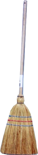 Rice straw broom with wooden handle 74 cm