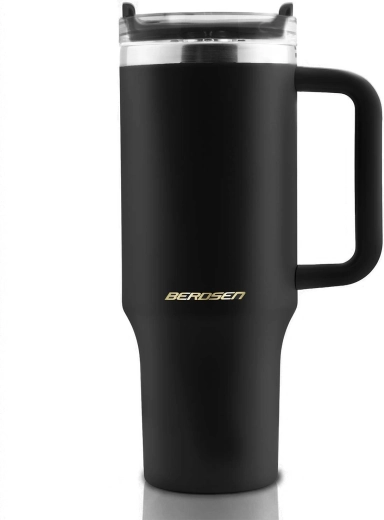For travel and the car: stable in a cup holder and a comfortable handle