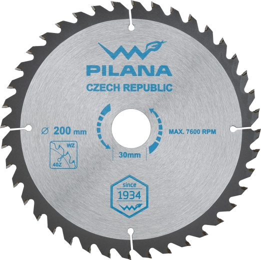 Lame de scie pour bois PILANA 200 mm, 40 dents, SK WZ