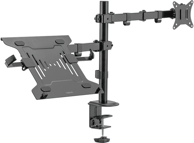 Dual arm for monitor and laptop