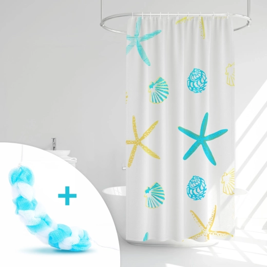 Shower curtain with bath sponge, 180 × 180 cm - 1 piece