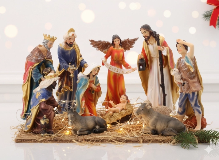 Weihnachtskrippe – Set mit 11 Polyresin-Figuren bis 31 cm