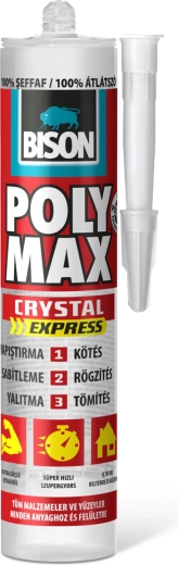 Bison Poly Max Crystal Express colle et mastic transparents 300 g