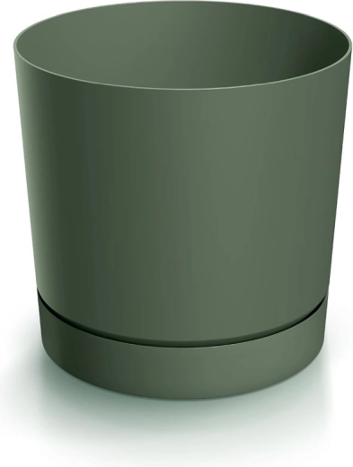 Cache-pot avec soucoupe TUBO P 19,9 cm vert foncé