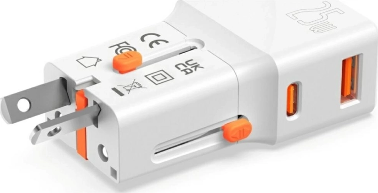 25 W fast charging with USB‑C PD and USB‑A QC