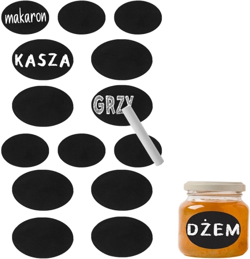 Self-adhesive chalkboard labels for jars with chalk - 14 pcs