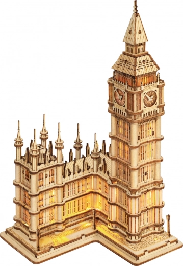 ROBOTIME Wooden 3D Puzzle Big Ben – Light-Up Clock Tower