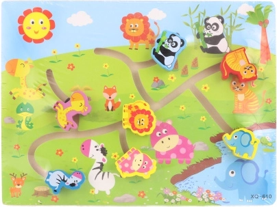 Houten doolhof met dieren